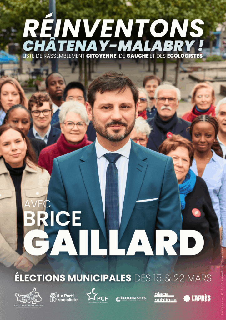 Affiche - liste "Réinventons Châtenay-Malabry" avec Brice Gaillard, pour les municipales 2026